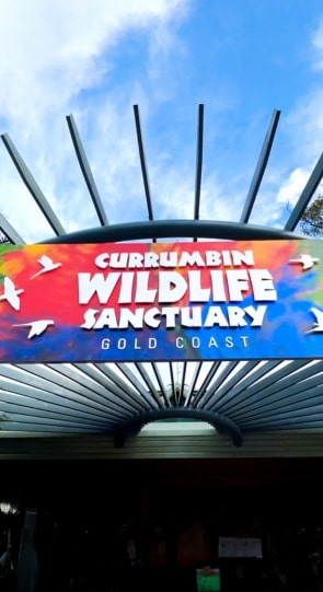 Colorful sign for Currumbin Wildlife Sanctuary, with 