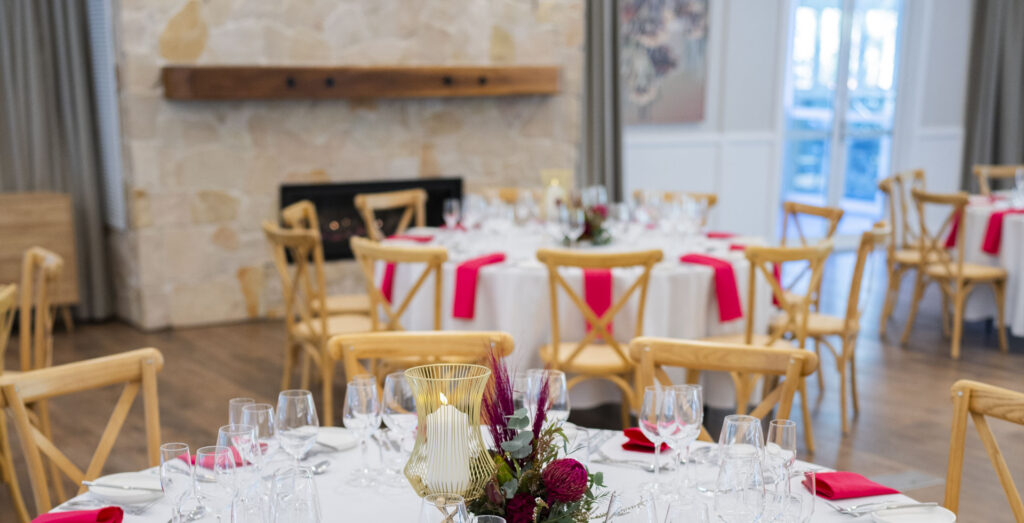 Tables set up for a Corporate Christmas party